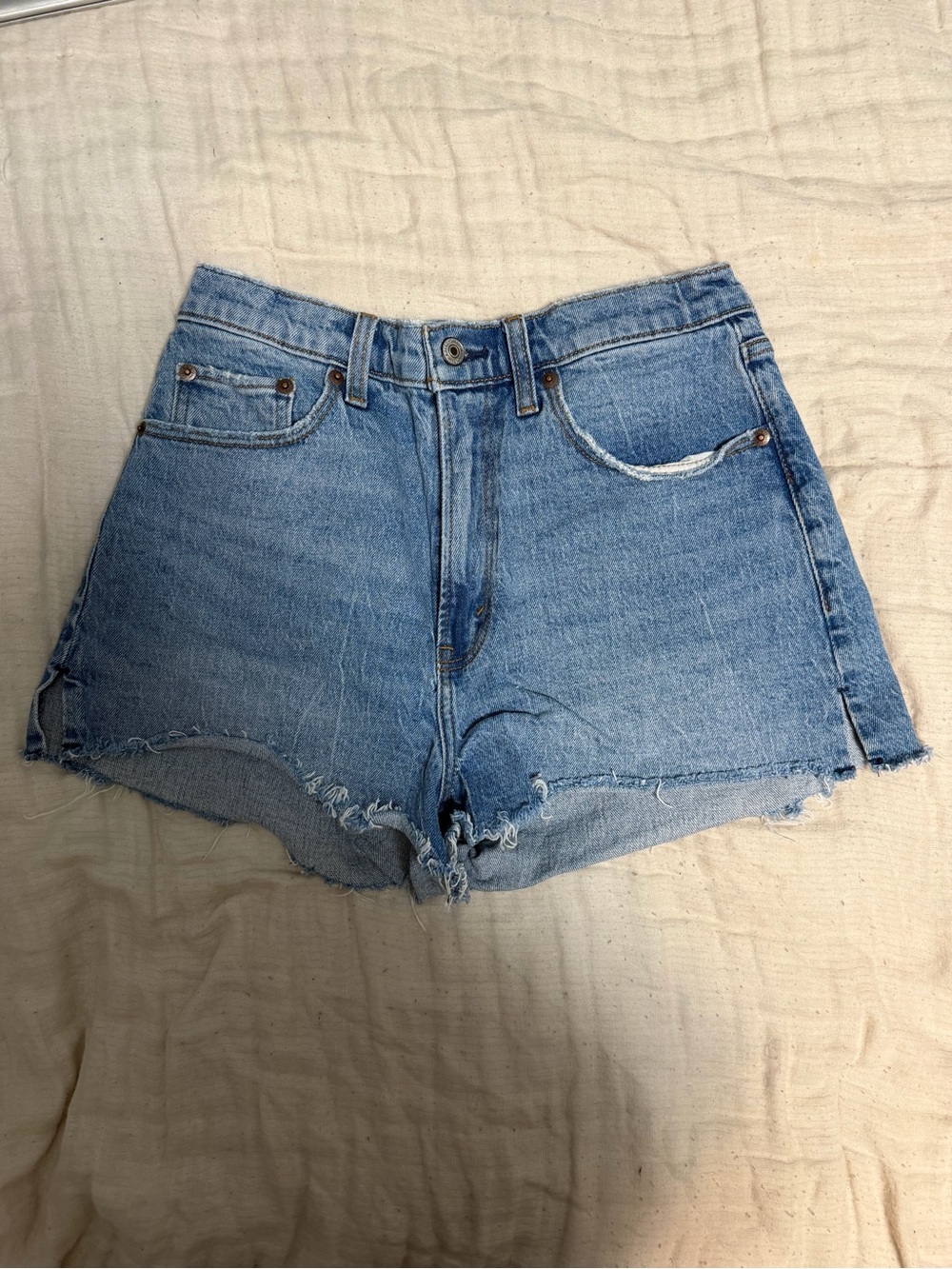Abercrombie & Fitch Light Blue Distressed Denim Shorts